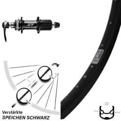 Fahrrad Hinterrad 28/29 Zoll Shimano XT Ryde Andra 30 Disc Schwarz
