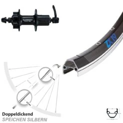 Fahrrad Hinterrad Exal ZX19 28 Zoll Mit Shimano Alivio Nabe