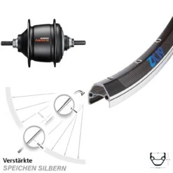 Hinterrad 26 Zoll Exal ZX-19 Shimano 8-Gang Nabenschaltung Schwarz