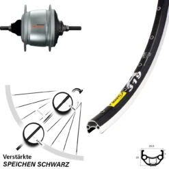 Hinterrad 28 Zoll Mavic Schwarz Shimano 8-Gang Nabe