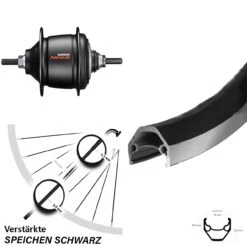 Hinterrad 28 Zoll Ryde Zac 2000 Shimano Nexus 8-Gang Freilauf Schwarz