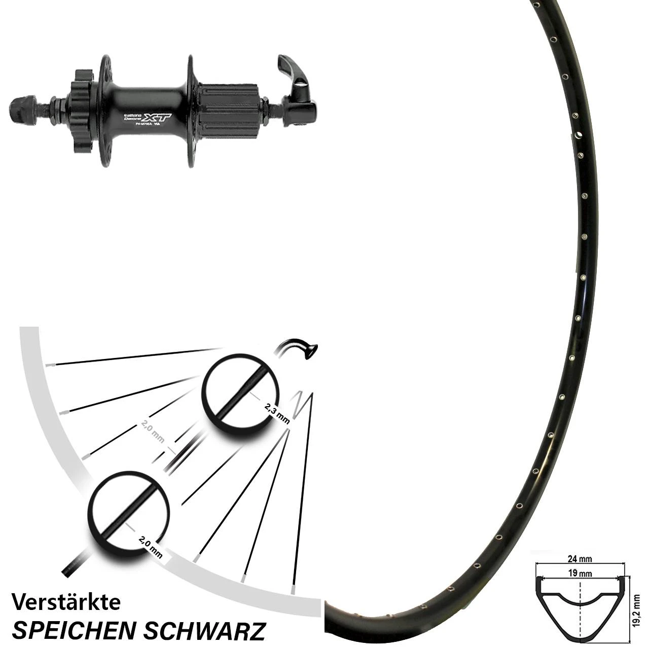 Hinterrad Fahrrad 29 Zoll Shimano XT Mach1 Disc 1 Hinterrad Fahrrad 29 Zoll Shimano XT Mach1 Disc