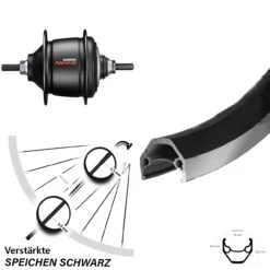 Hinterrad Ryde Zac 2000 26 Zoll Shimano Nexus 8-Gang Freilauf Schwarz