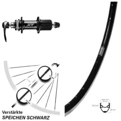 Hinterrad 28 Zoll Ryde Andra 20 Shimano XT Schwarz