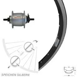 Nabendynamo Vorderrad 28 Zoll Ryde Zac 19 Schwarz Shimano 1,5 Watt