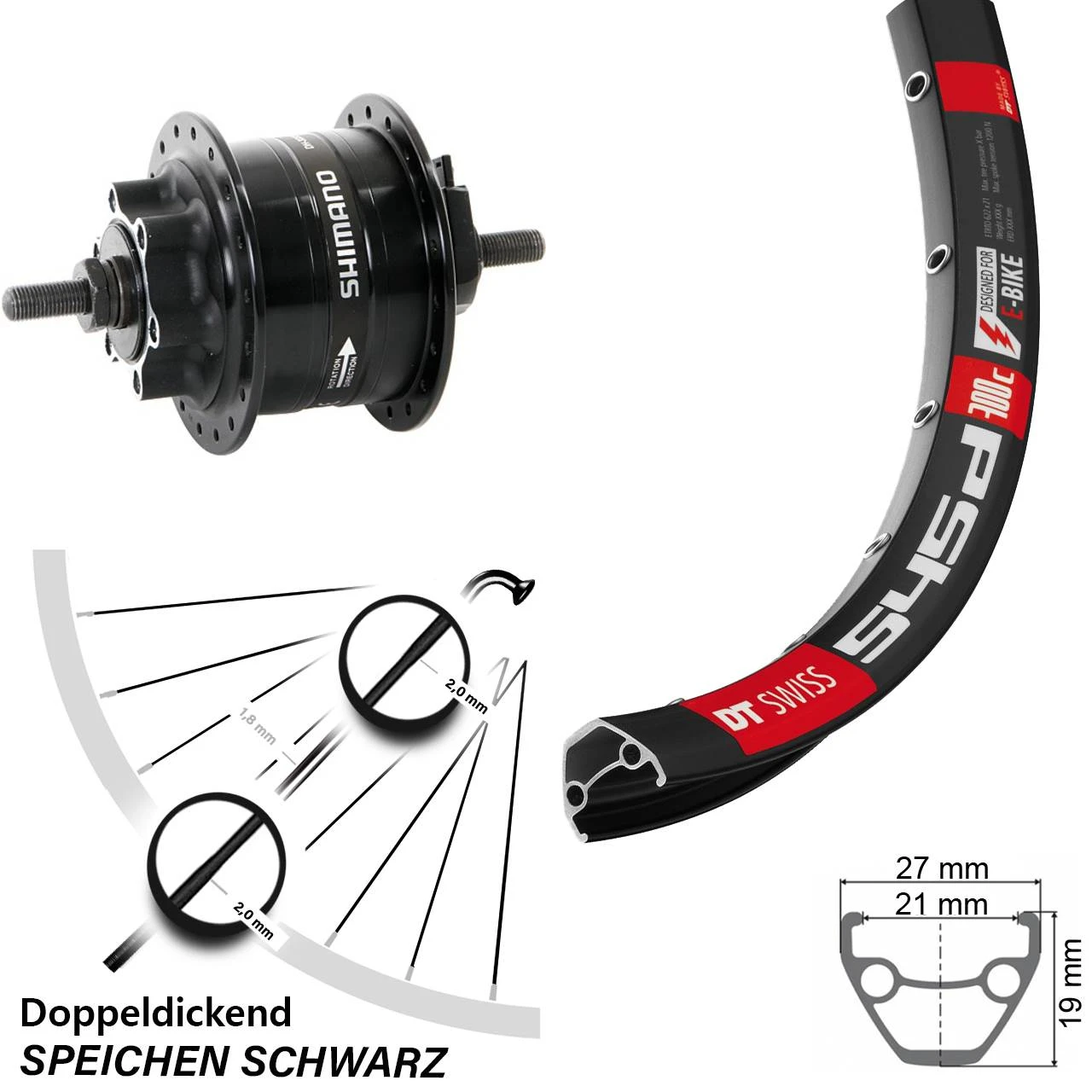 Dt-swiss Vorderrad 28/29 Zoll DT Swiss Disc Shimano 6 Loch Nabendynamo 1 Dt-swiss Vorderrad 28/29 Zoll DT Swiss Disc Shimano 6 Loch Nabendynamo