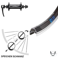 Vorderrad 28 Zoll Shimano Deore Exal ZX19 Schwarz